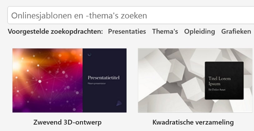 Sjablonen in Microsoft Office